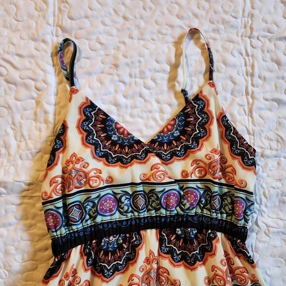 Umgee Babydoll Maxi Dress Womens Size Small Empire Waist Boho Fairy Medallion - Picture 5 of 8